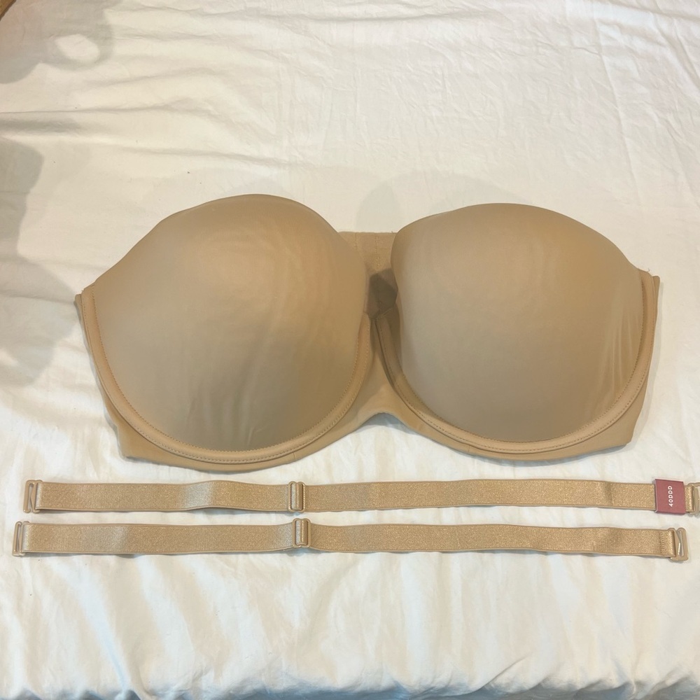 Cacique 40DDD Strapless Convertible Bra Nude Beige Smooth Support